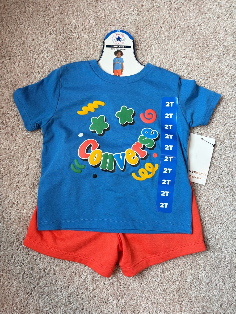 Converse Boys 2T Blue & Orange Graphic Short Sleeve Tee Set